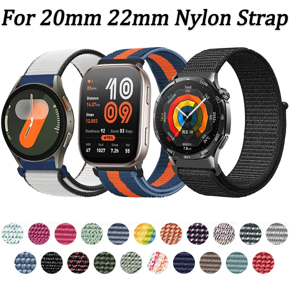 20/22 مللي متر حزام نايلون ل Amazfit Bip 6 5/Balance 2 1/GTR/GTS/Active 2 ساعة هواوي GT6/5/4/3 46 مللي متر سوار لساعة جالاكسي 7 6 5