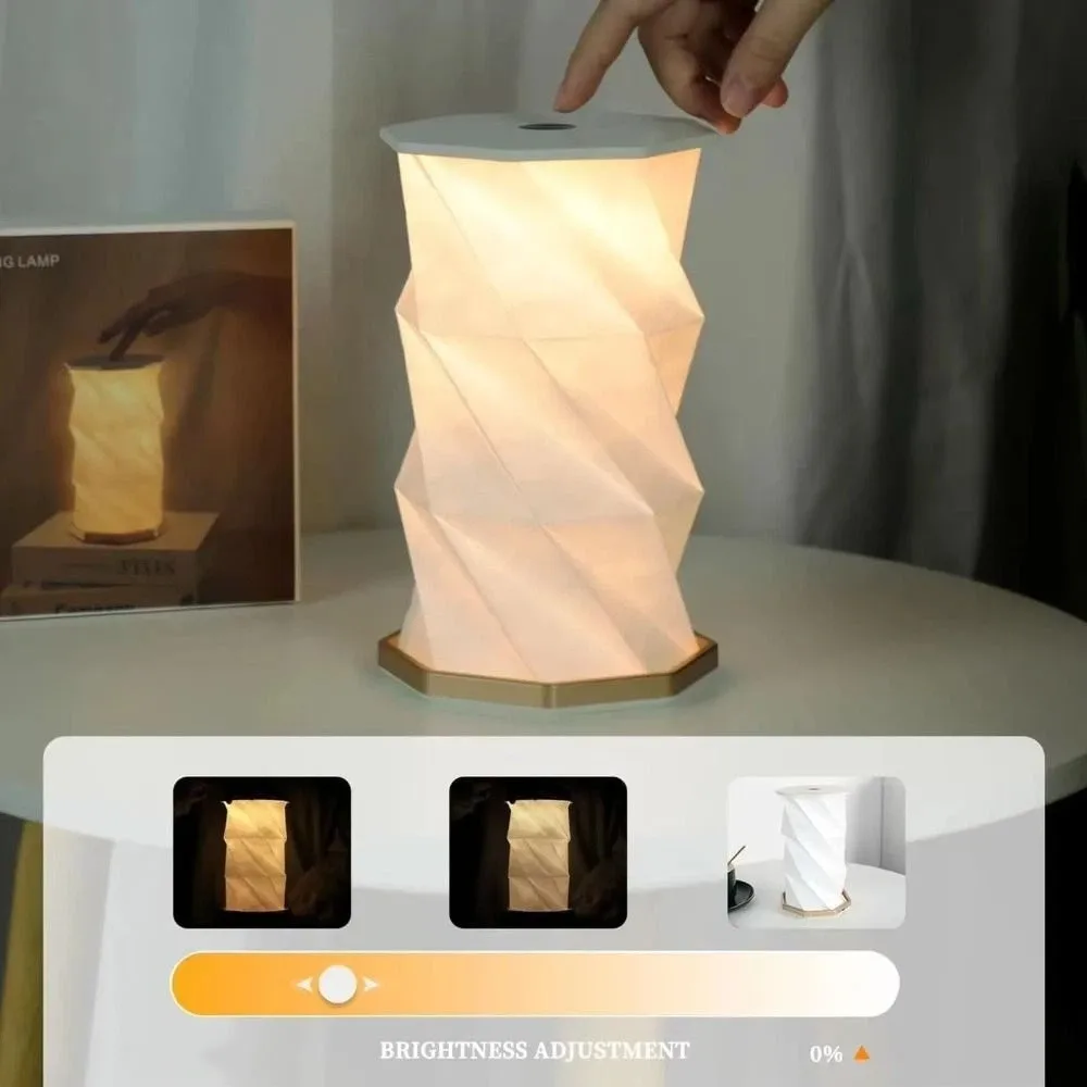 Birthday Gift Ultra Thin Portable Desk Light LED Cultural Foldable Paper Latern Creative Atmosphere Mini Rotating Light Hotel