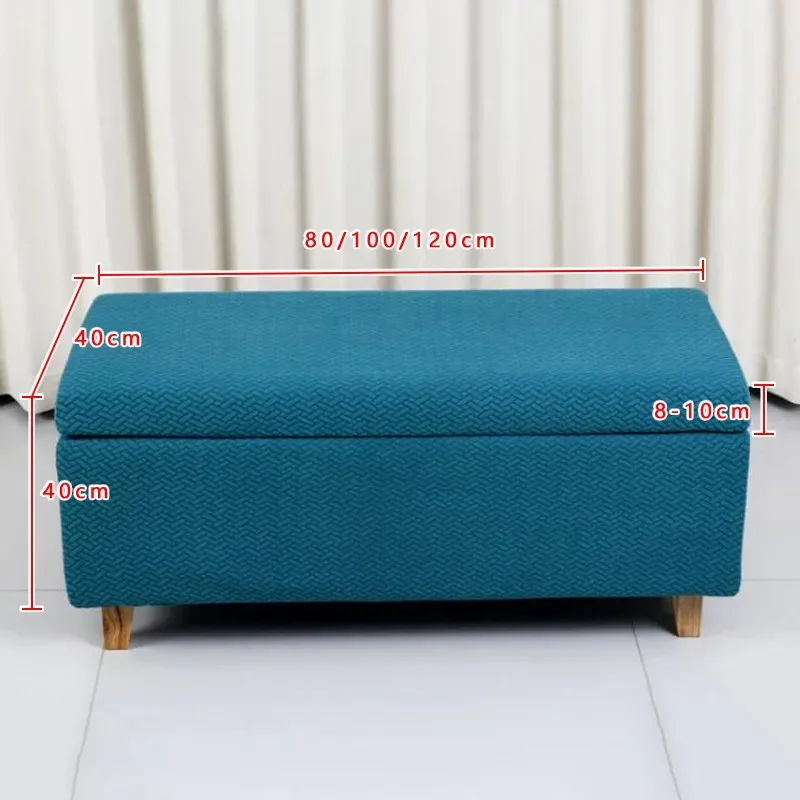 40x80/100/120cm Storage Ottoman Cover Rectangular Foldable Footstool Cover Bench Stool Protector Case Home Decor (Only Case)