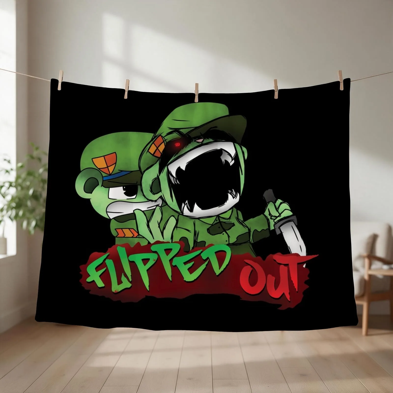 fnf htf flippy vs fliqpy graffiti Throw Blanket couch cozy soft plush fuzzy picnic outdoor blanket