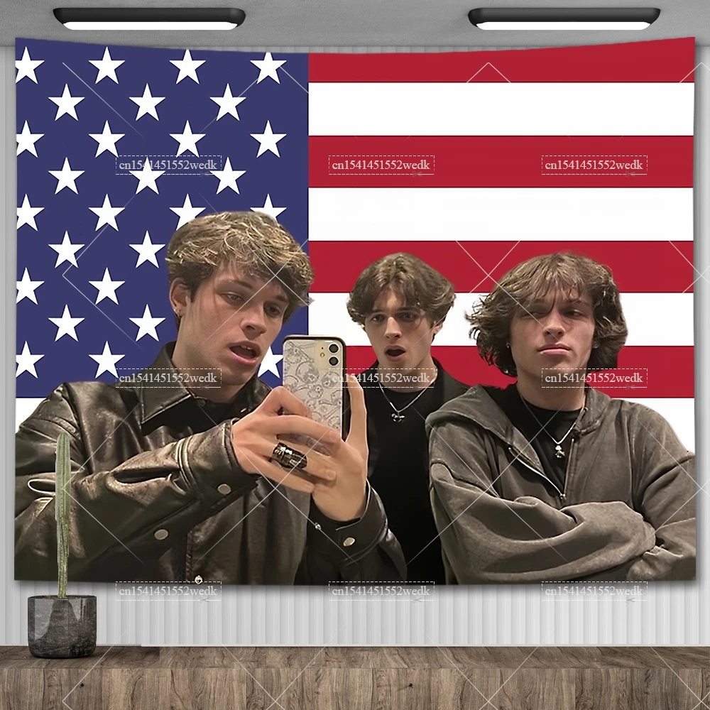 American Flag Triplets Tapestry Sturniolo Triplets Matt Chris Nick Meme Tapestry Wall Hanging Aesthetic Home And Garden Banners