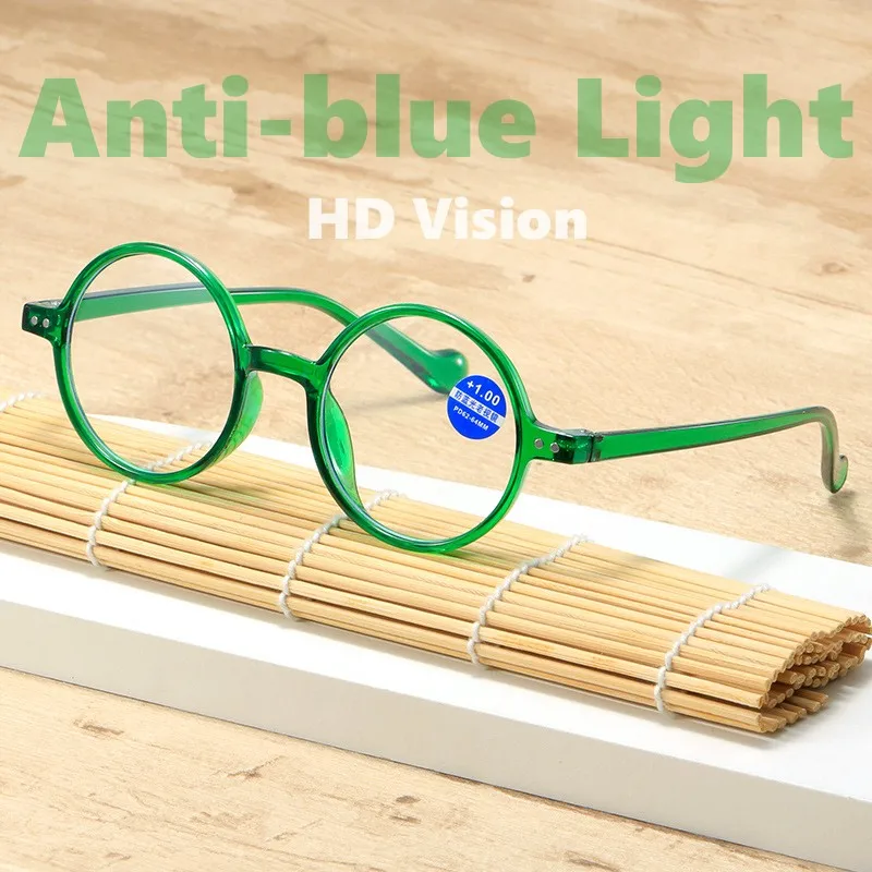 

Women Anti-blue Ray Reading Glasses Trendy Round Frame Farsighted Presbyopia Eyeglasses Unisex Classic HD Vision Eyeglasses Men