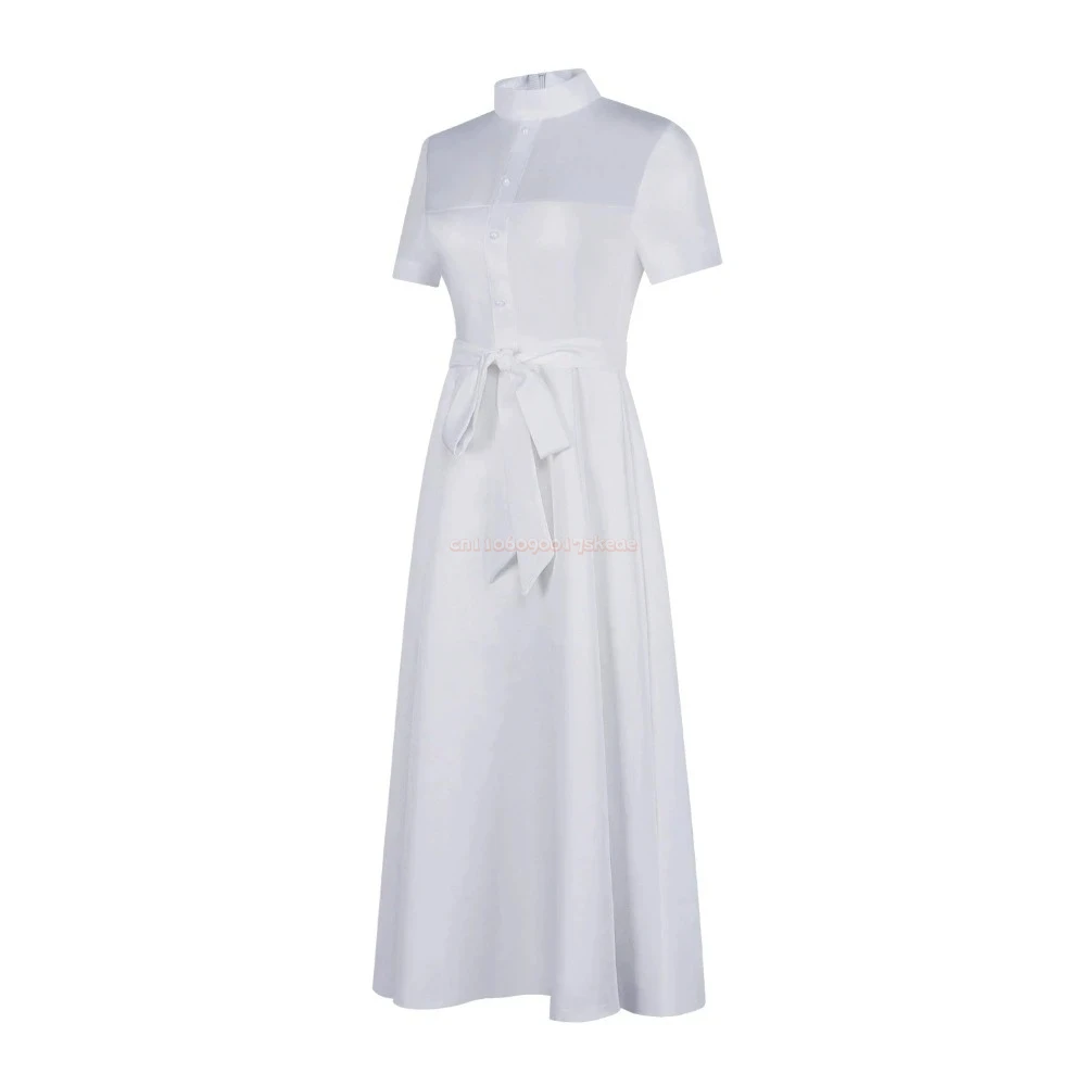 ‌ أنيمي واتشي وو تابيتاي هيتودينشي كاواسومي شيري ‌   أزياء تنكرية للنساء فستان أبيض زي أداء المسرح للهالوين