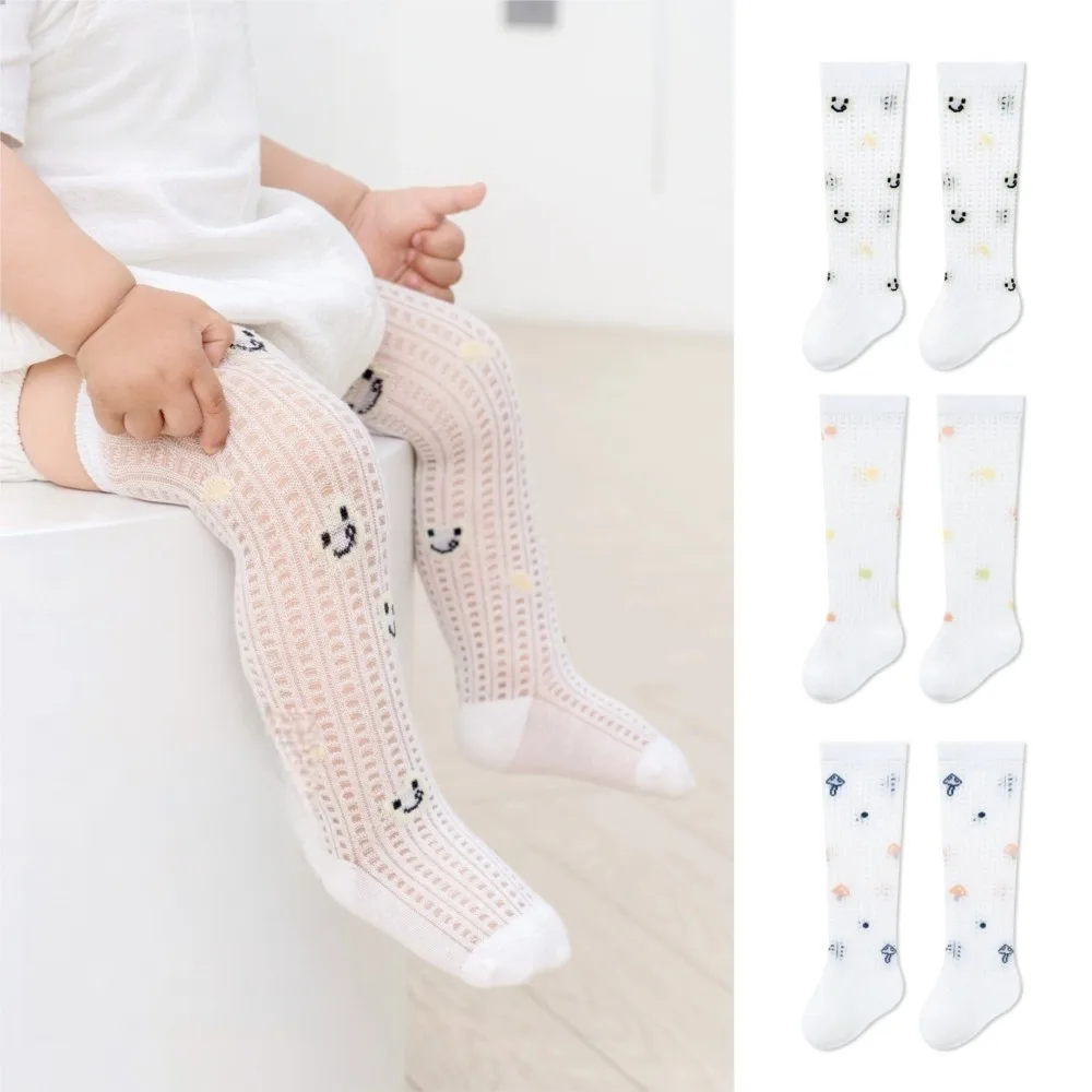 

3 Pairs 0-3Y Baby Socks Summer Cotton Color Patchwork Kids Stockings Girls Mesh Cute Socks Mosquito Proof Long Stocking