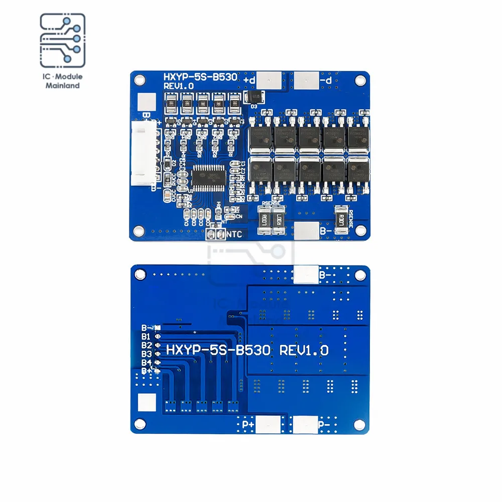 BMS 5S modul papan pelindung baterai Li-ion 18650 21V dengan kontrol suhu batas 30A arus keseimbangan