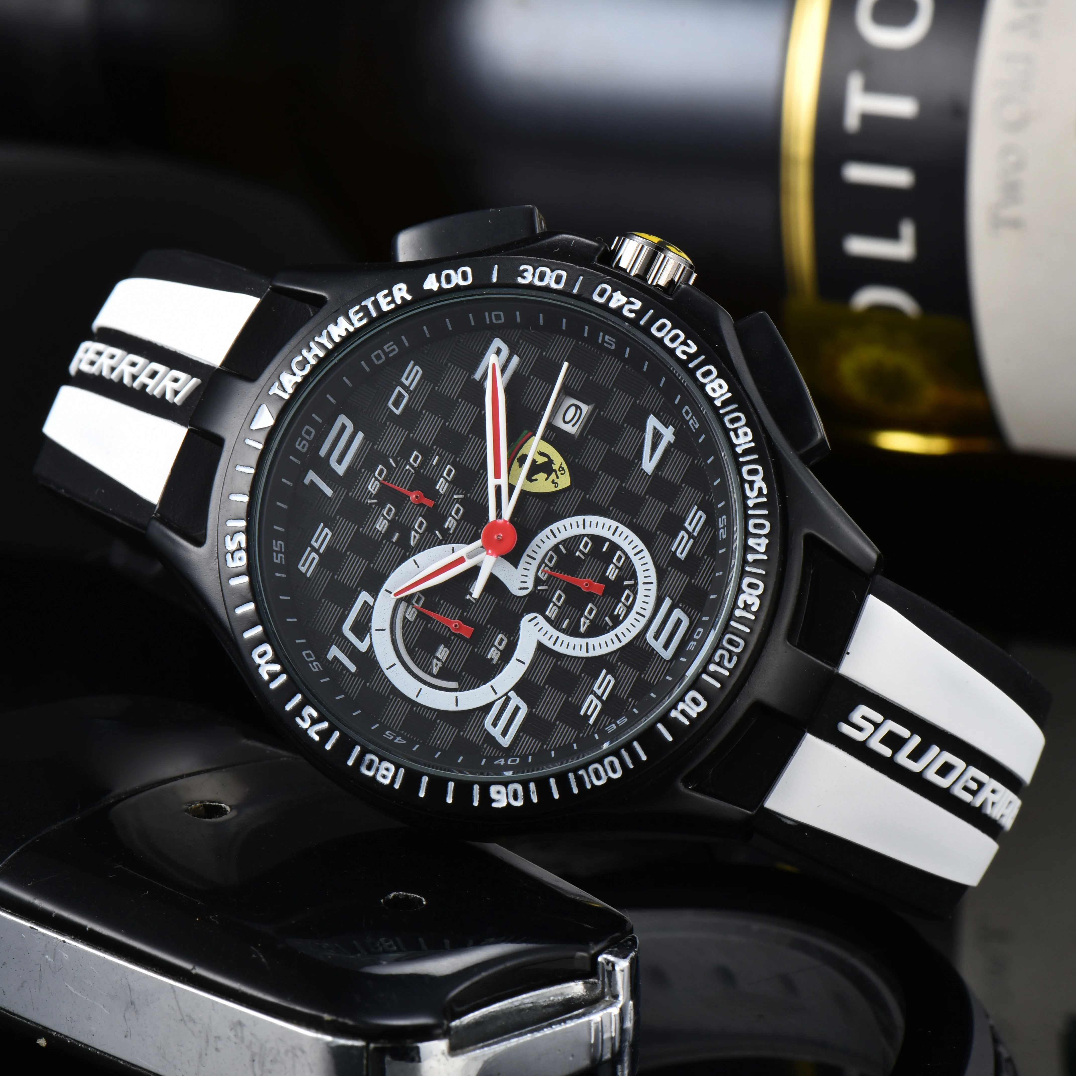 لفيراري سبورت ساعة كوارتز رجالية LED عرض مزدوج التقويم رجالي ساعات رقمية مقاوم للماء مضيئة كرونوغراف رجل ساعة