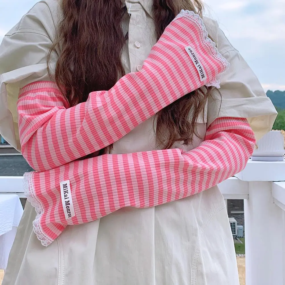 

Women Sunscreen Sleeves With Lace Loose Sunshade Ice Sleeves Gloves Cycling Sleeve Arm Cuff Breathable Arm Guard Oversleeves