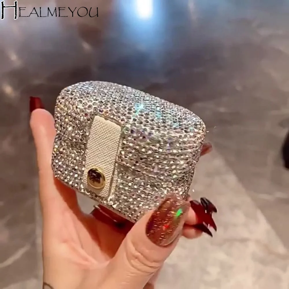 

Bling Mini Rhinestone Ring box Creative Luxury Sparkling Jewelry Storage Box Silver Square Rhinestone Jewelry Box Organizer Case