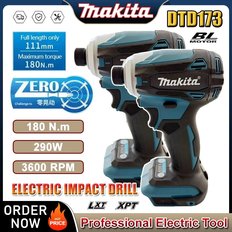 

Makita DTD173 Бесщеточная электрическая отвертка для авторемонта Ударная отвертка 220 Нм Электрическая отвертка Инструменты для Makita18V