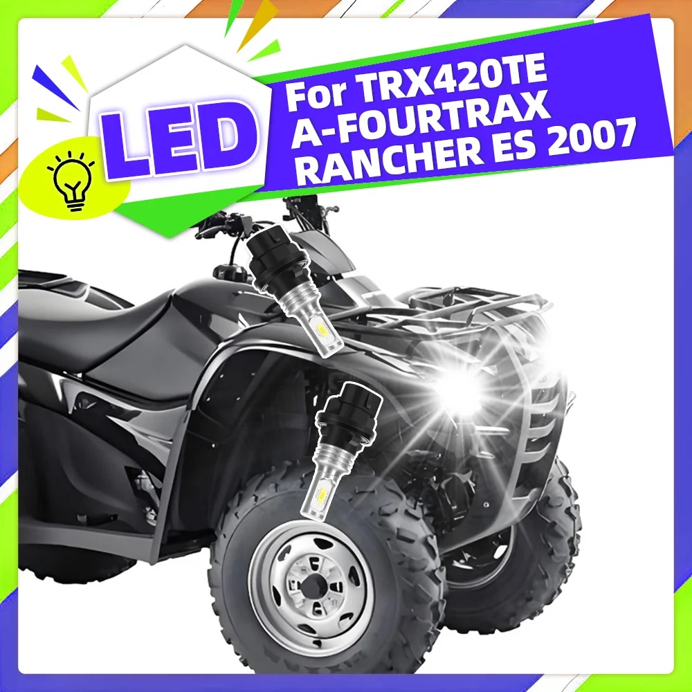 

2x 6000K Lights 34901 HP5 601 LED Headlight Bulb 12V For 2007 TRX420TE A-FOURTRAX RANCHER ES