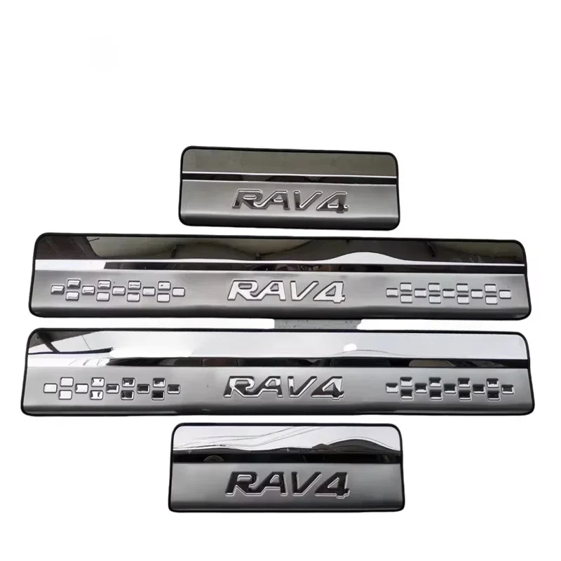 Fit For Toyota RAV4 4 2013-2019 Car LED Light Door Sill Kick Scuff Plate Protector Sticker Parts Styling Accessory