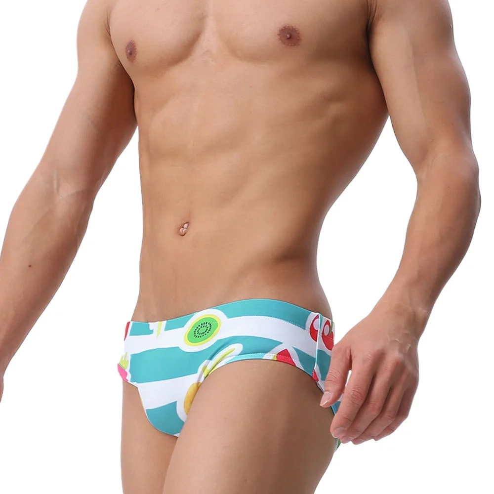 Fashion Fruit Swimwear Bikini Swim Wear Men Swimming Briefs Trunks Sexy Push Up Pouch Swimsuit Man Beach Surf Sport Bathing Suit