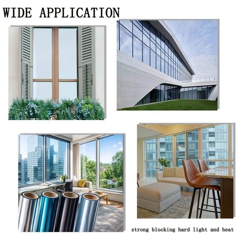 One Way Mirror Privacy Window Film Daytime Heat Control Static Cling No Glue Removable for Home Office Glass