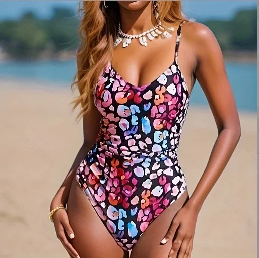 

O-ring New Onesie Swimsuit Sexy V-neck Halter Swimsuit Printed Style Bikini 2023 Swimsuit Beachwear