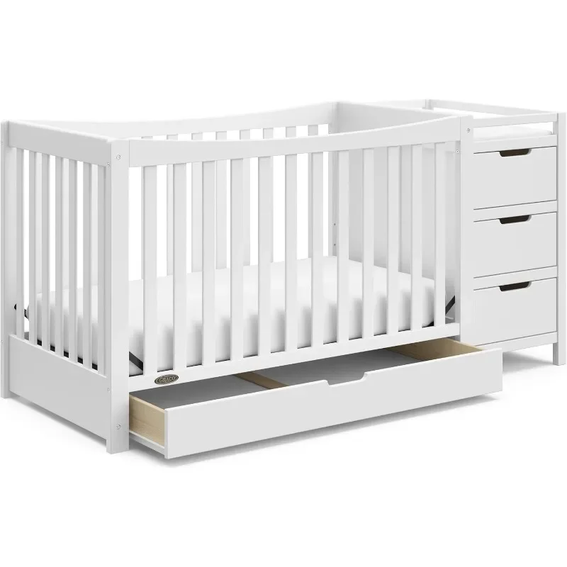 

Convertible Crib & Changer With Drawer Crib And Changing-Table Combo Durable and beautiful