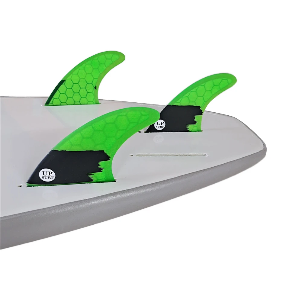 

UPSURF Single Tabs Fin Size AM2 Surfboard Fins Green Color Honeycomb 3 pcs per set stand up paddle Board