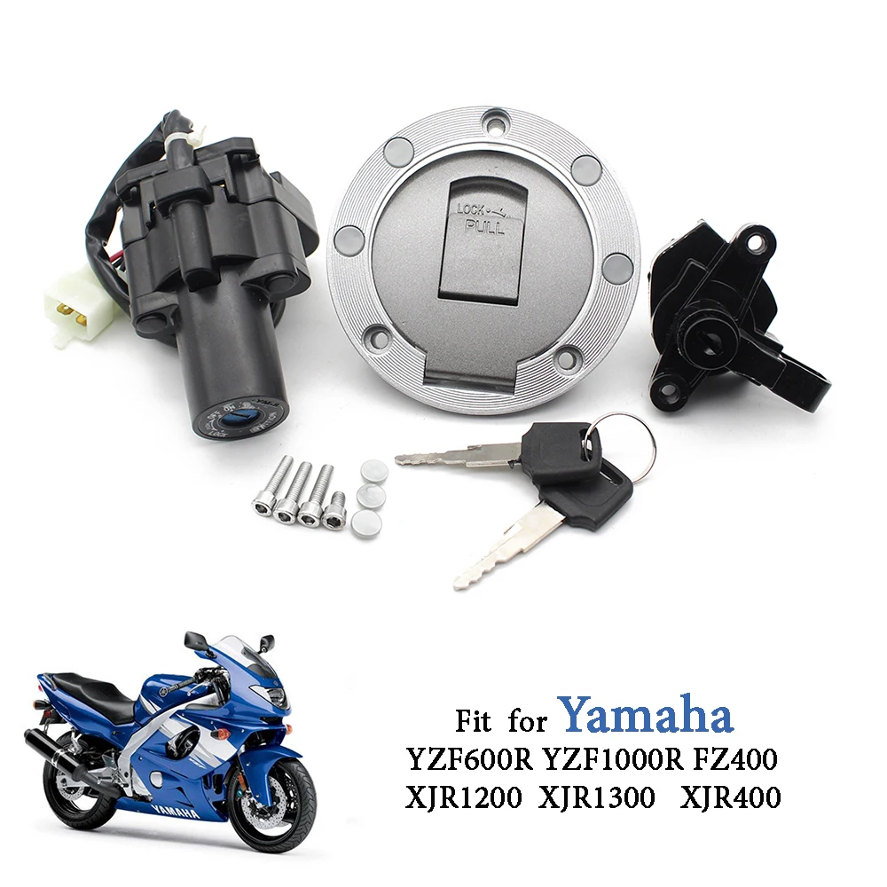 Motorcycle Ignition Switch Gas Fuel Tank Cap Cover Seat Lock Set W/Keys for Yamaha XJR1200 XJR1300 XJR400 FZ400 YZF600R YZF1000R