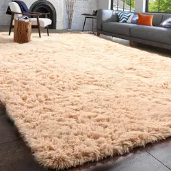 Alfombra peluda suave para sala de estar, alfombras mullidas para niños, alfombra grande de área de felpa Beige para dormitorio, habitación de niños, guardería, decoración moderna del hogar