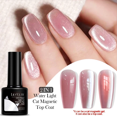 LILYCUTE, 7ML, capa superior magnética de cristal para gato, esmalte de uñas en Gel de gelatina rosa, Gel UV semipermanente, barniz de Gel para uñas con luz de agua