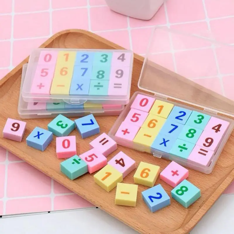 ยางลบห้องเรียน สนุกการศึกษา ยางลบดินสอน่ารักสําหรับเด็ก การรับรู้จํานวน การบวก ลบเครื่องหมาย ยางลบรูปแบบ