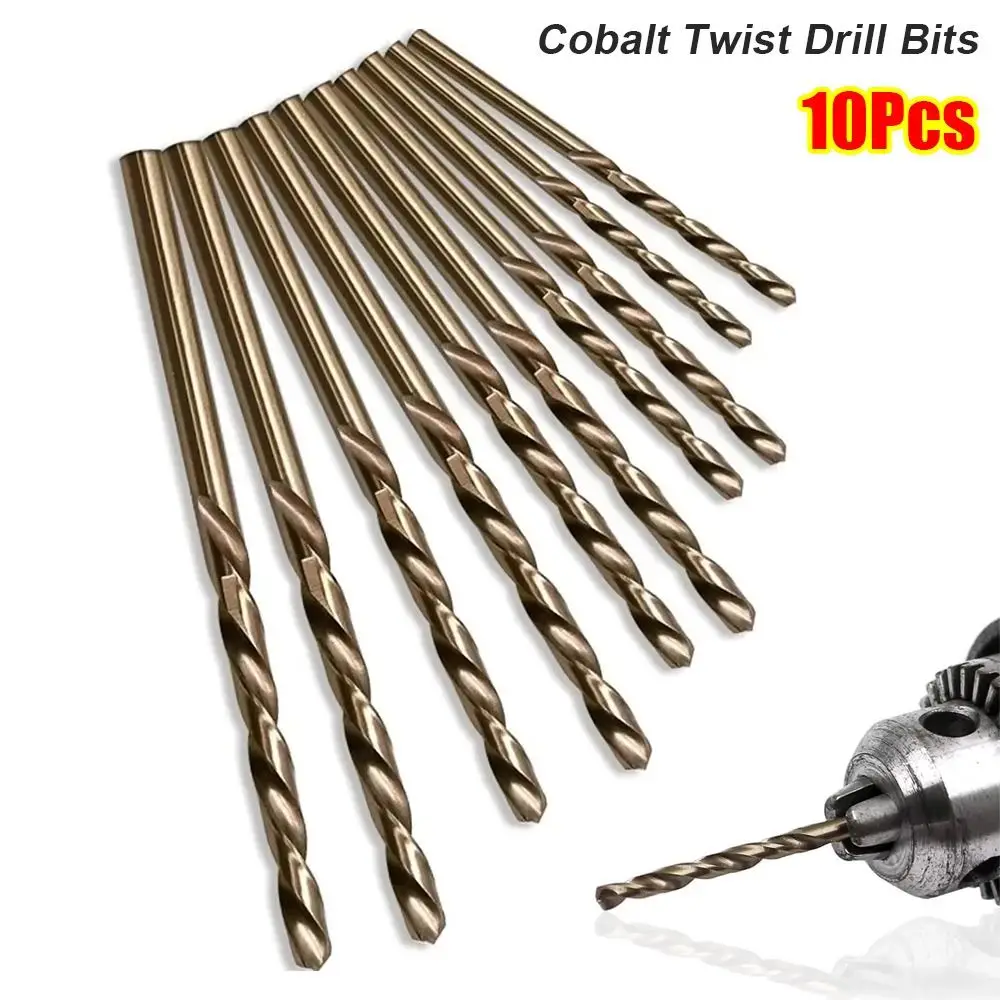 10Pcs High Speed Steel Cobalt Twist Drill HSS-Co 1/1.5/2/2.5/3/3.2/3.5mm Spiral Drill Bit M35 Round Shank Twist Drill Bits