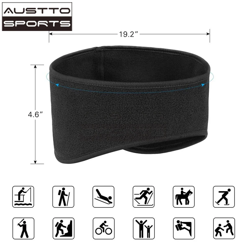 Austto Winter Fleece Ear Muffs Warmers Headband Therma Ear Band for Men & Women for Running Skiing Workout Sports