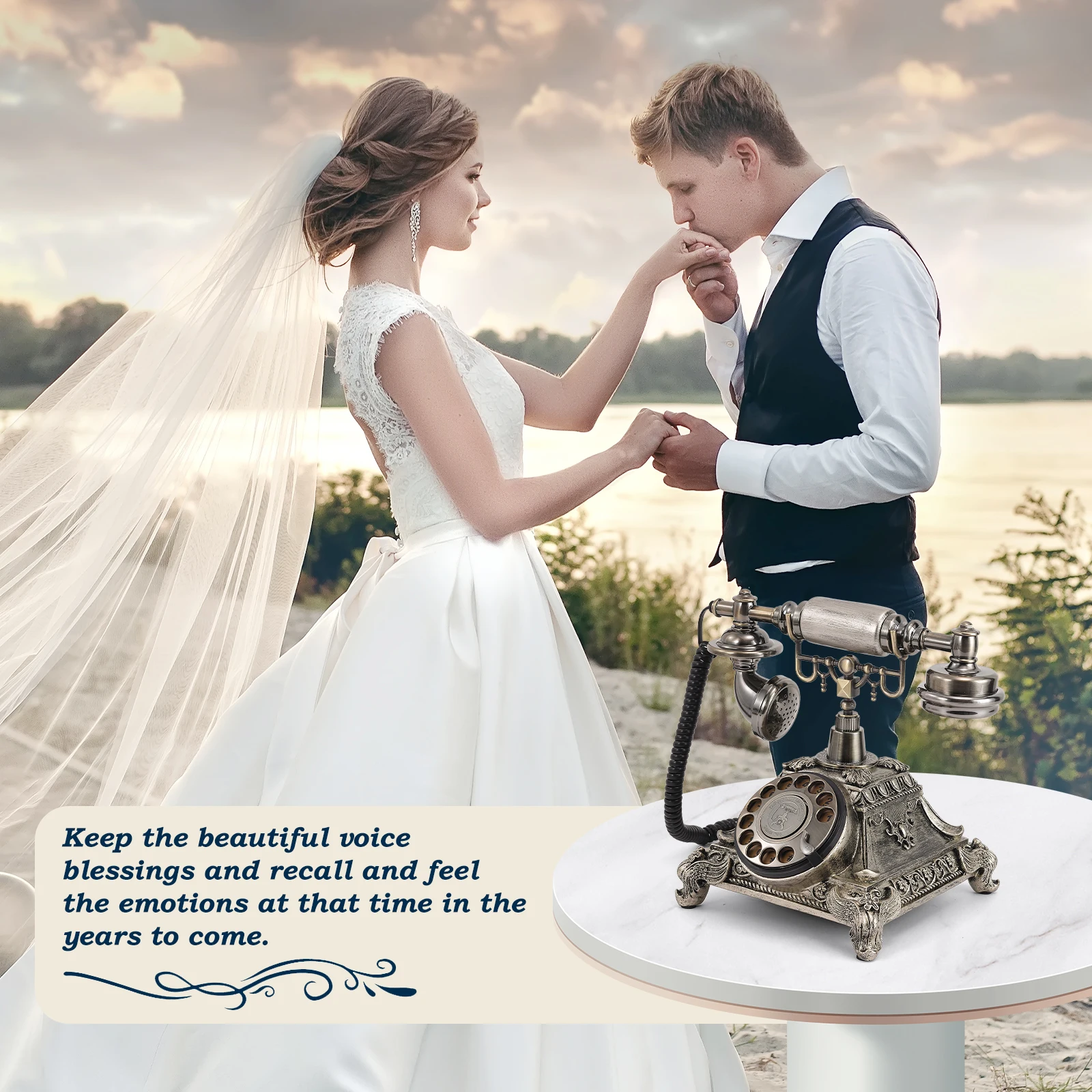Classic European Decoration Audio Blessing Phonograph Decoration Recording Guest Phone Wedding Prayer Audio Message Book