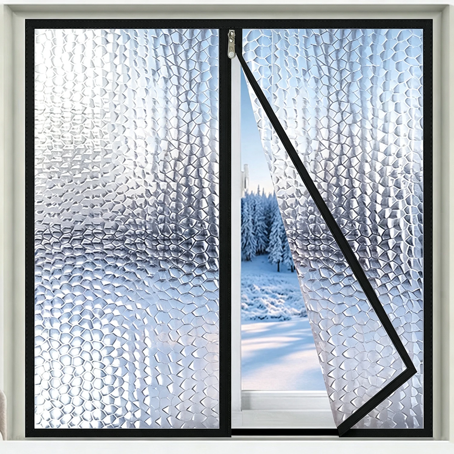 Winter Thermal Insulated Window Cover Drill‑Free Self‑Adhesive Window Curtain Wind‑Proof Cold‑Blocking Sealed Insulation Screen