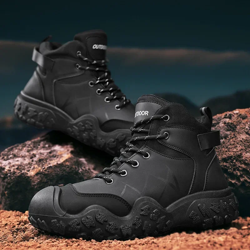 

High Quality Men's Boots Hiking Shoes for Men Outdoor Boots Warm Leather Climbing Mens Shoes Waterproof Non-slip Men Ankle Boots