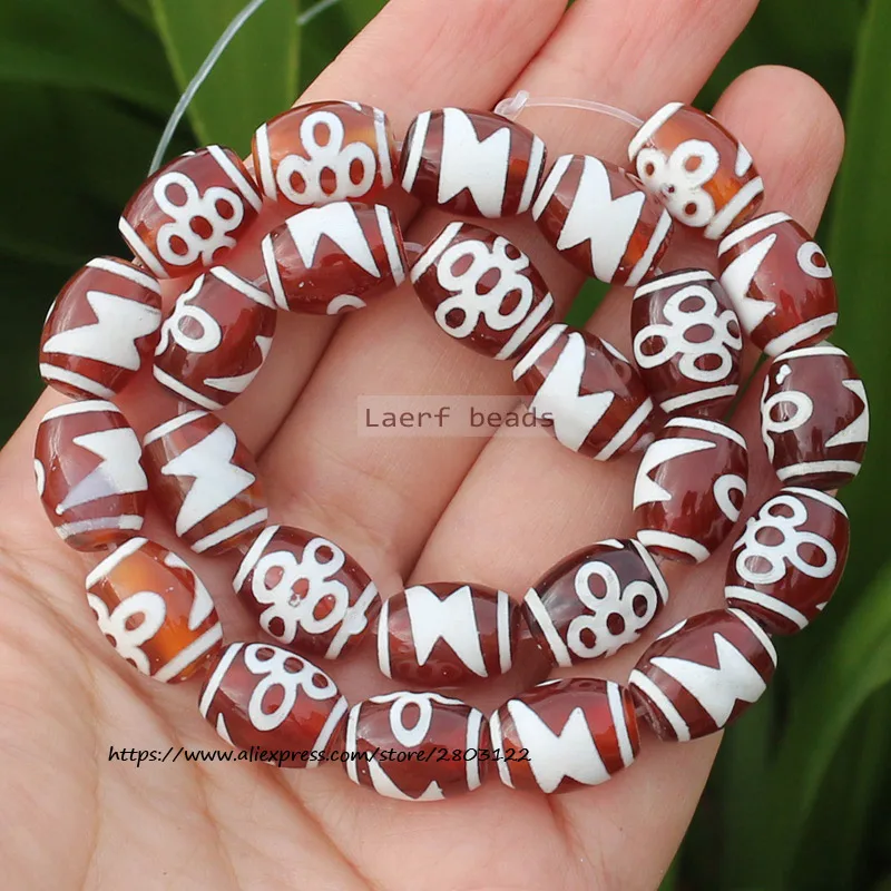 8pcs ,10x14mm Natural Red Agate Ancient Tibet Dzi beads,Powerful Amulet,Lucky Symbol,For DIY Jewelry Making !