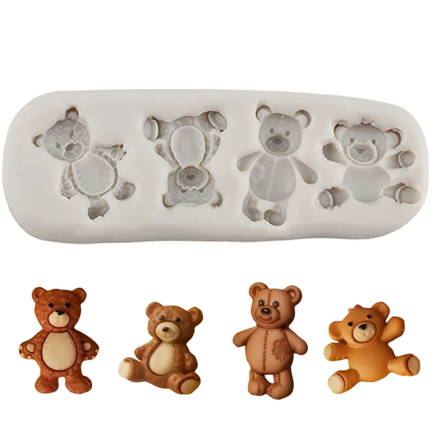 3D Cute Bear Silicone Mold Baby Party Chocolate Fondant Molds Cake Decorating Tools Cupcake Topper Polymer Clay Candy Moulds