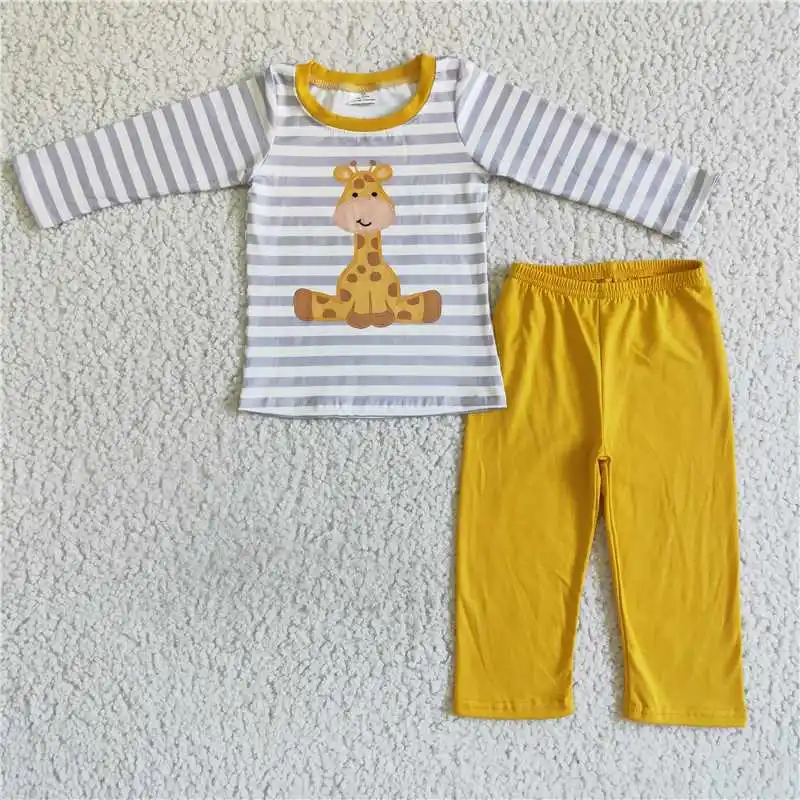 Boys Giraffe Stripe Long Sleeve Trouser Set