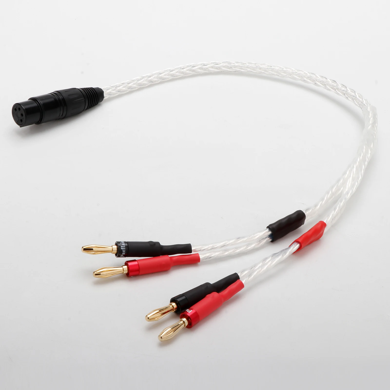 

8 Cores OCC Silver Plated XLR Female 4pin to Deluxe 4mm Banana Plug Audio Cable Speaker Amplifier Y plug CANARE four core wire