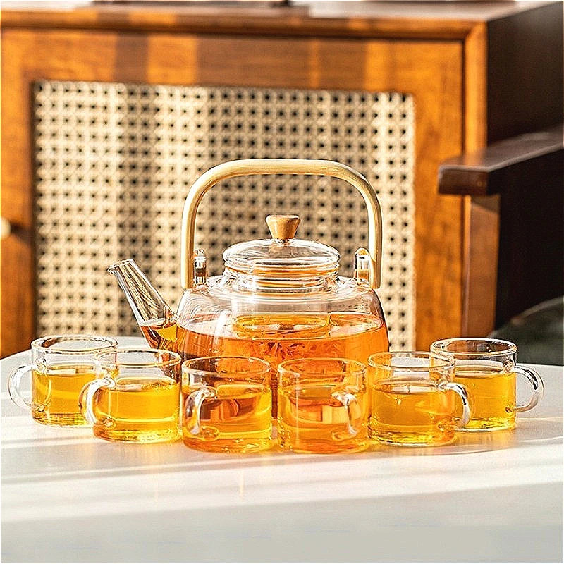 

1000ml Teapot Classic Kung Fu Teapot Cold Brewing Pot Heat-resistant Kettle Transparent Tea Mug High End Water Cup with Handle