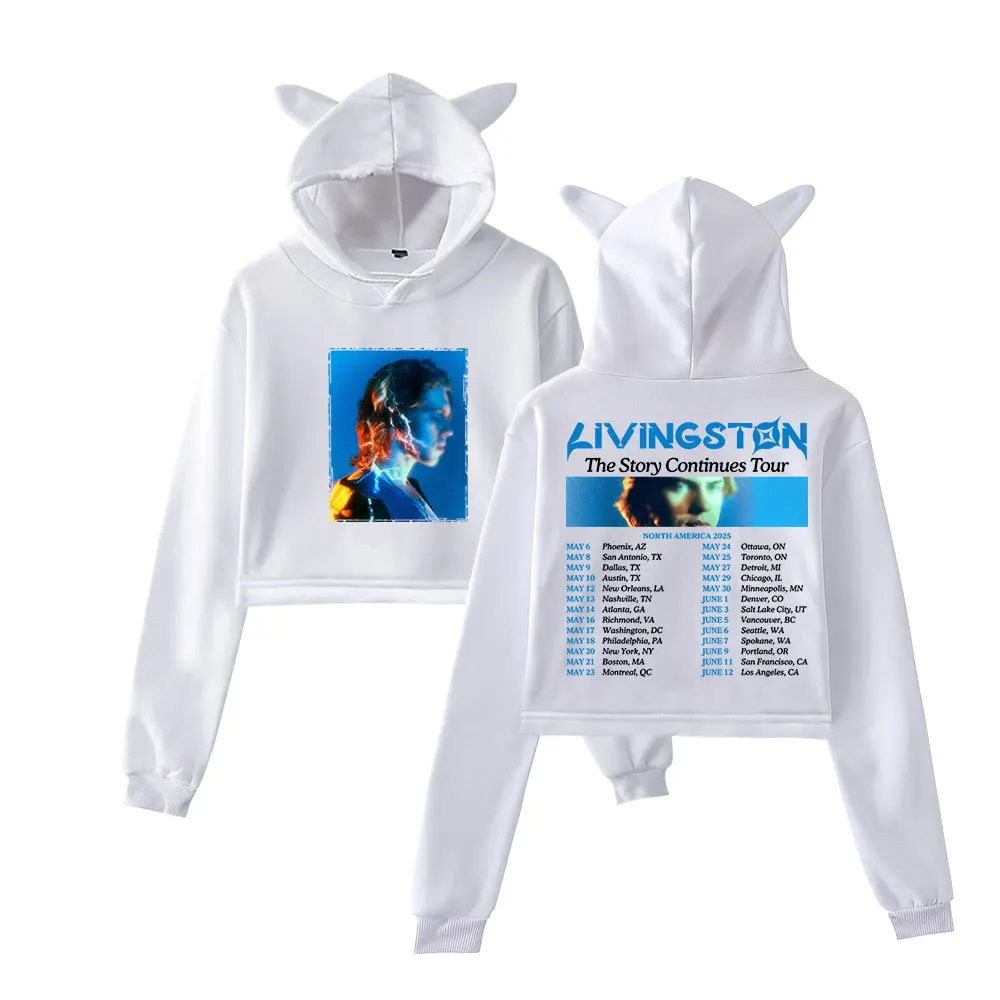 Livingston The Story Continues Tour Merch Pullover Female Cat Ears Hoodie Long Sleeve Top Women's Clothes