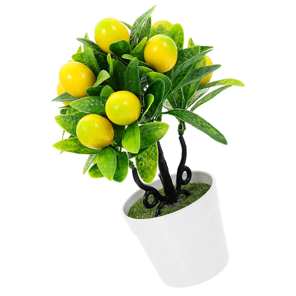 

1pcs Artificial Lemon Tree Bonsai Realistic Plants Decor Home Office Desktop Adornment Fake Plant Ornaments Lifelike Green
