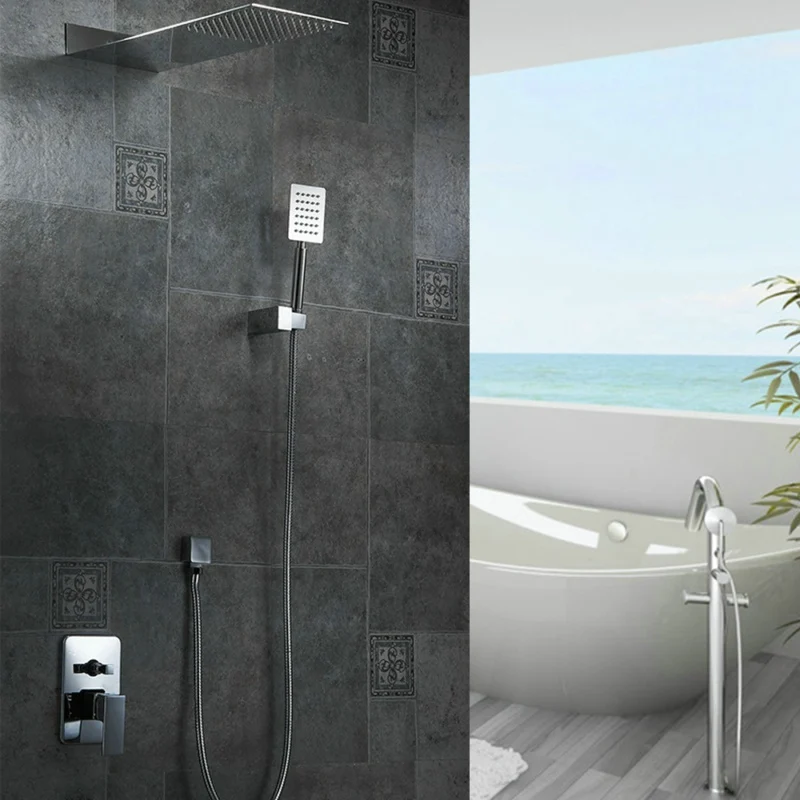 

BECOLA Wall Mounted Shower Sets Luxury Bathroom Hot and Cold Water Rainfall Shower Set Faucet B-9906