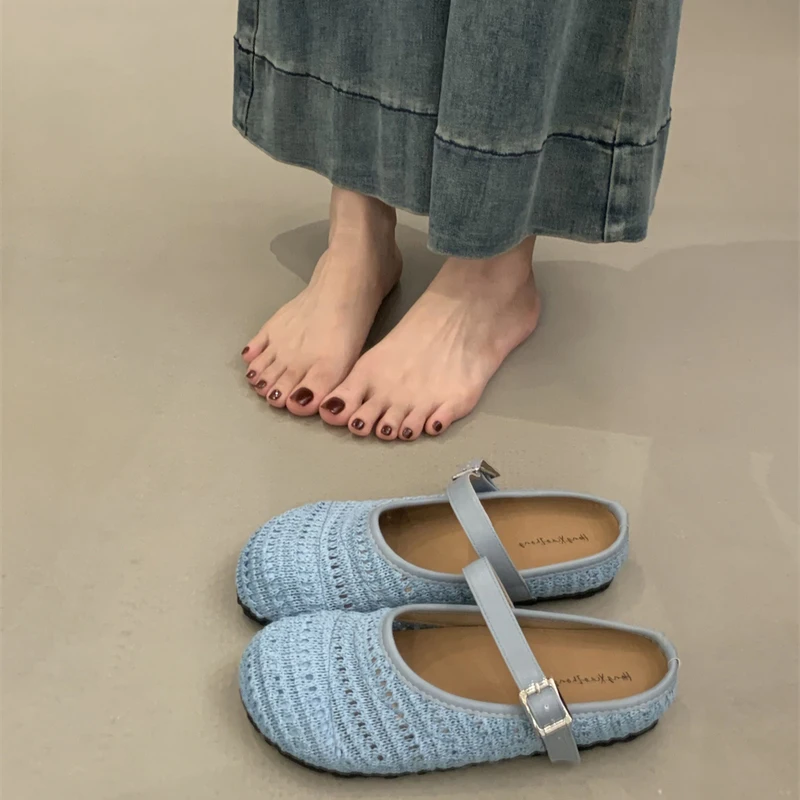 

New Women's Hollow Out Mules Slippers Fashion Shallow Slide Elegant Dress Slip-On Shoes Comfortable Ladies Footwear