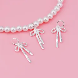 Cute Bow Pendant DIY Handmade accessories S925 sterling silver earrings Necklace Bracelet accessories