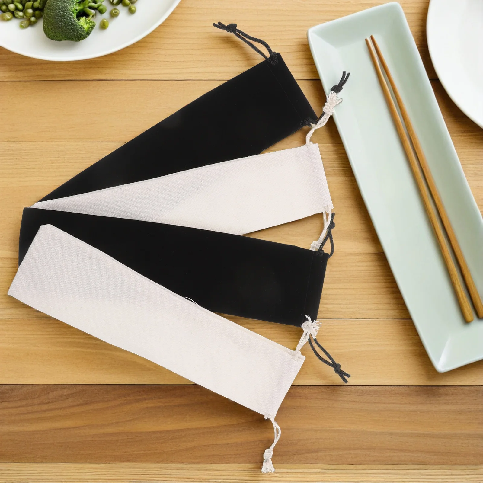 

20Pcs Portable Drawstring Bag Travel Straw Pouch Reusable Cotton Linen Utensil Storage Bag for Camping Outdoor Cutlery Fork