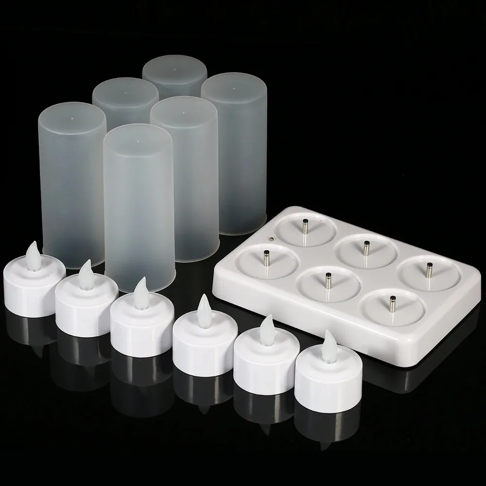 6/12Pcs LED Candle Lamp Rechargeable Flickering Simulation Flame Candle Night Light Long Battery Life for Party Home Decoration