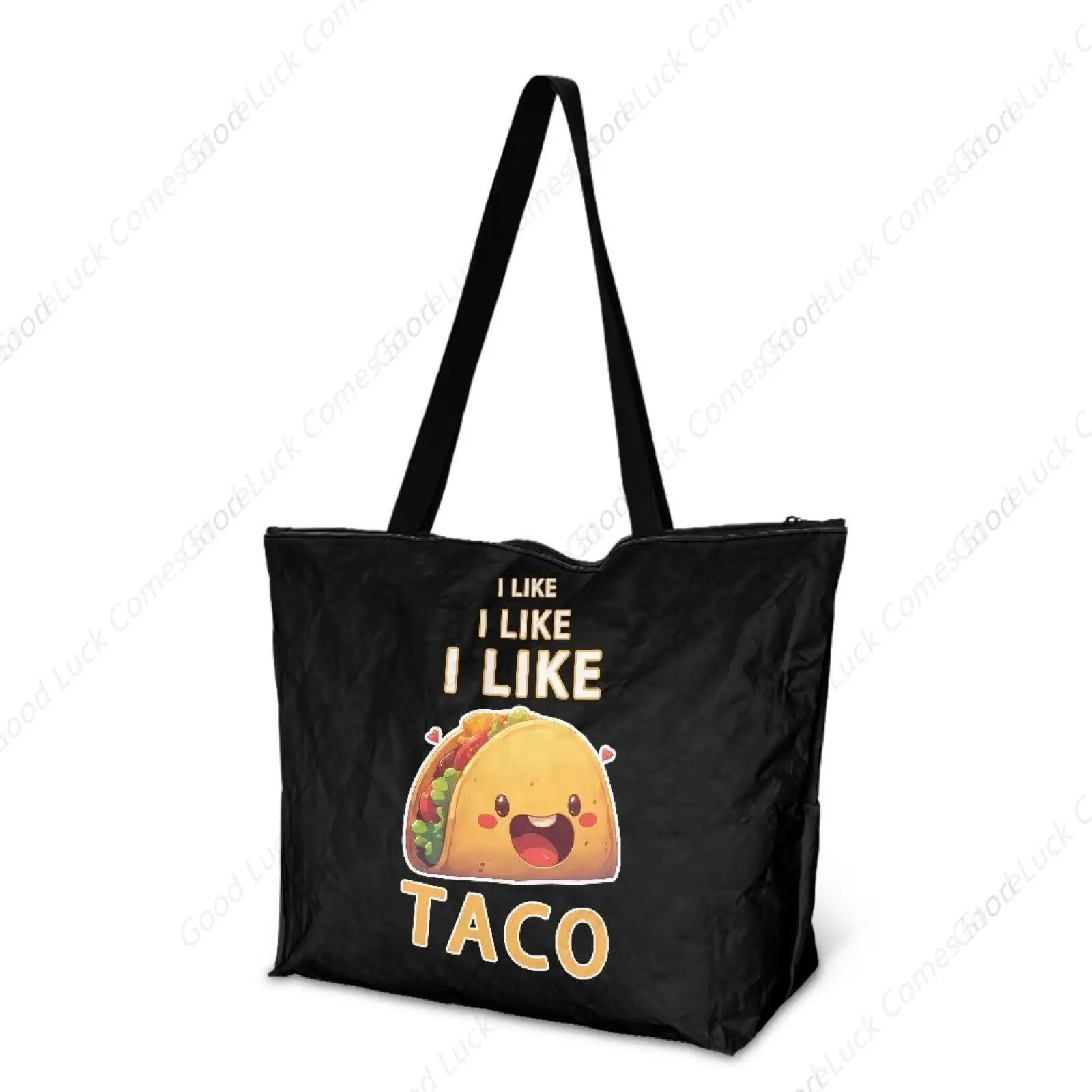 Like Taco Print Reusable Totes Bags for Women, Mexico Food Taco Printed Zipper Strong Natural Bag for Groceries, Gym, Office