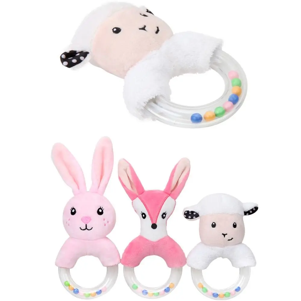 

Development Cartoon Animal Hand Bell Plush Early Education Infant Toys Handle Bell Plushies Doll Rabbit