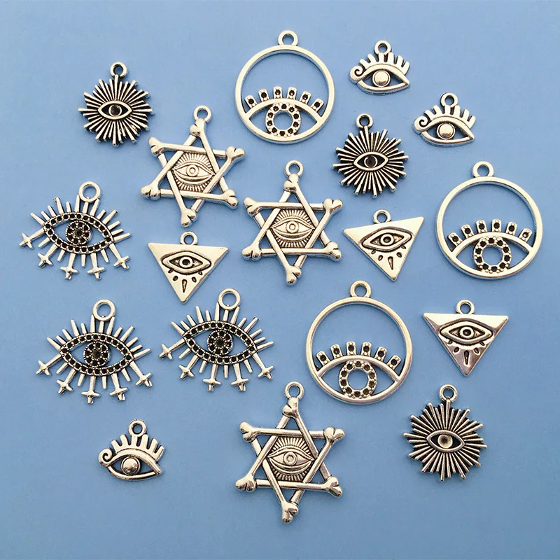 10pcs Mixed Eye of Horus Charms Alloy Metal Tibetan Magic Pendants For DIY Necklace Bracelet Jewelry Making Crafting Supplies