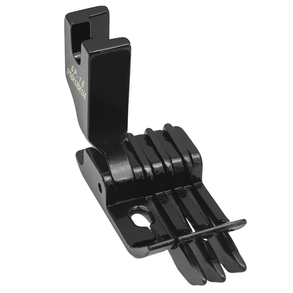 Schwarzer Stahl SP-18 mit rechtem Drei-Kanten-Führungs-Nähfuß 1/16 1/8 1/4 Zoll industrielles Steppstich-Nähmaschinenzubehör