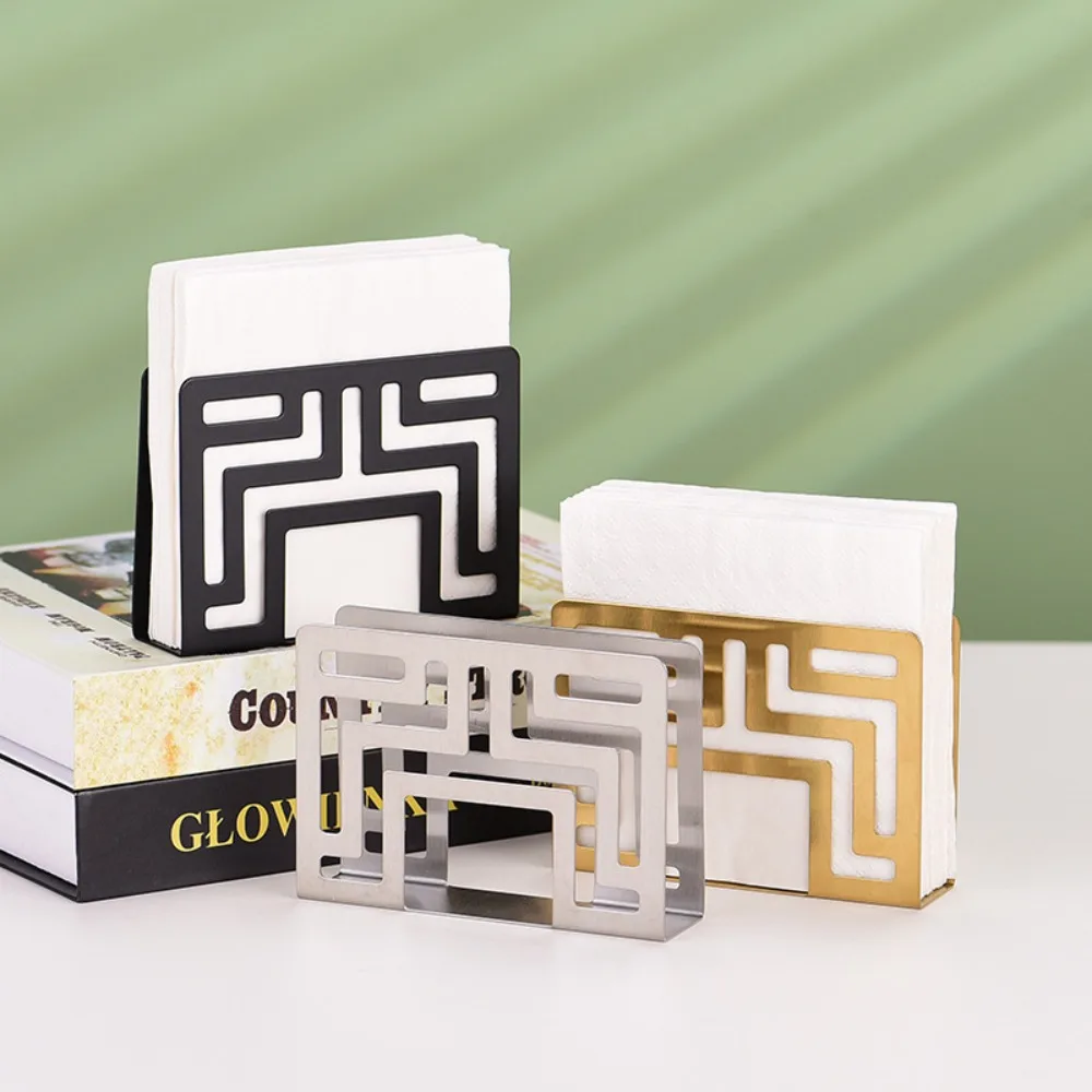 Servilletero de acero inoxidable útil, soporte de papel creativo plateado/dorado/negro de 12x8,5x3,2 CM, servilletero hueco para sala de estar