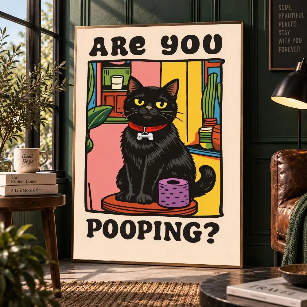 More Espresso Less Depresso Black Cat Poster Coffee Wall Art Kitchen Coffee Bar Decor Poster HD