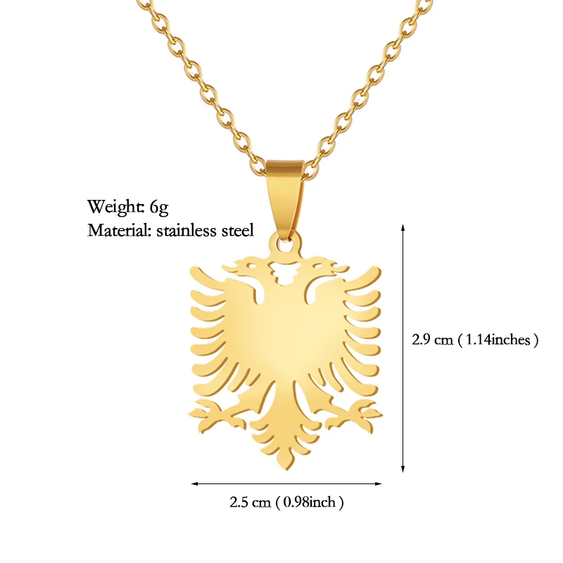 Fashion Albania Eagle Pendant Necklace for Women Men Gold/Silver Color Party Engagement Annivers Stainless Steel Jewelry Gifts