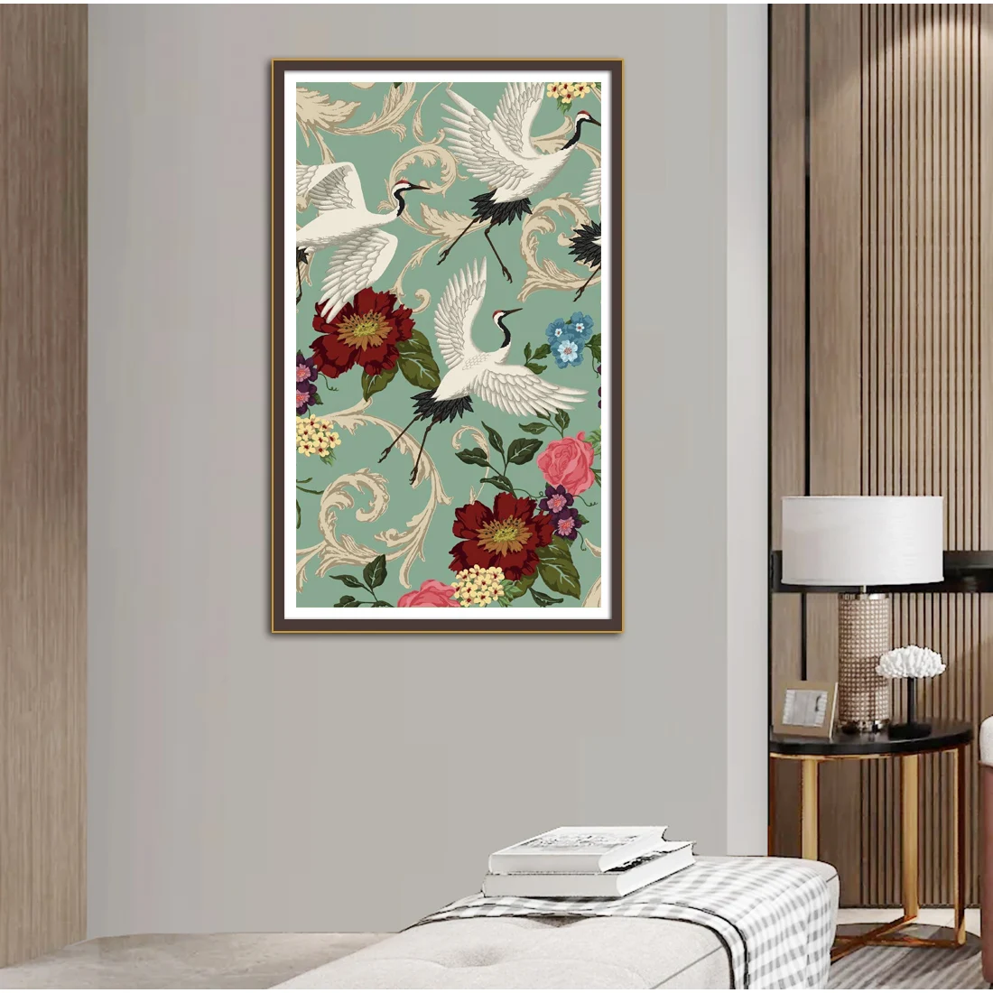 White Crane Cross Stitch DIY Kit Flowers And Birds Hand Embroidery Home Painting Flower Fashion Embroidered 11CT Needlework Pack