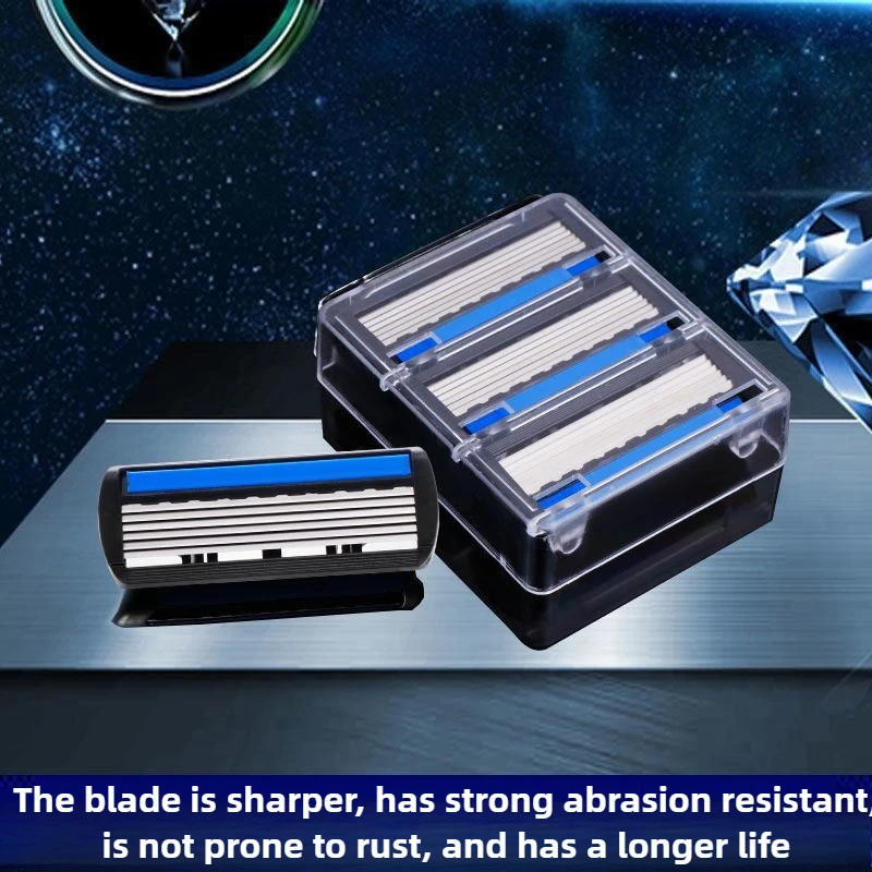2026-hot Six-layer Razor Blade Razor Manual Stainless Steel Beard Knife Men's Vintage Razor Shaver Holder A Set of Knife Blades